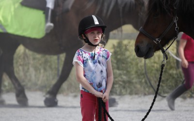Ovanligt hästdagläger juli 2014. Mira håller i Sprättur.